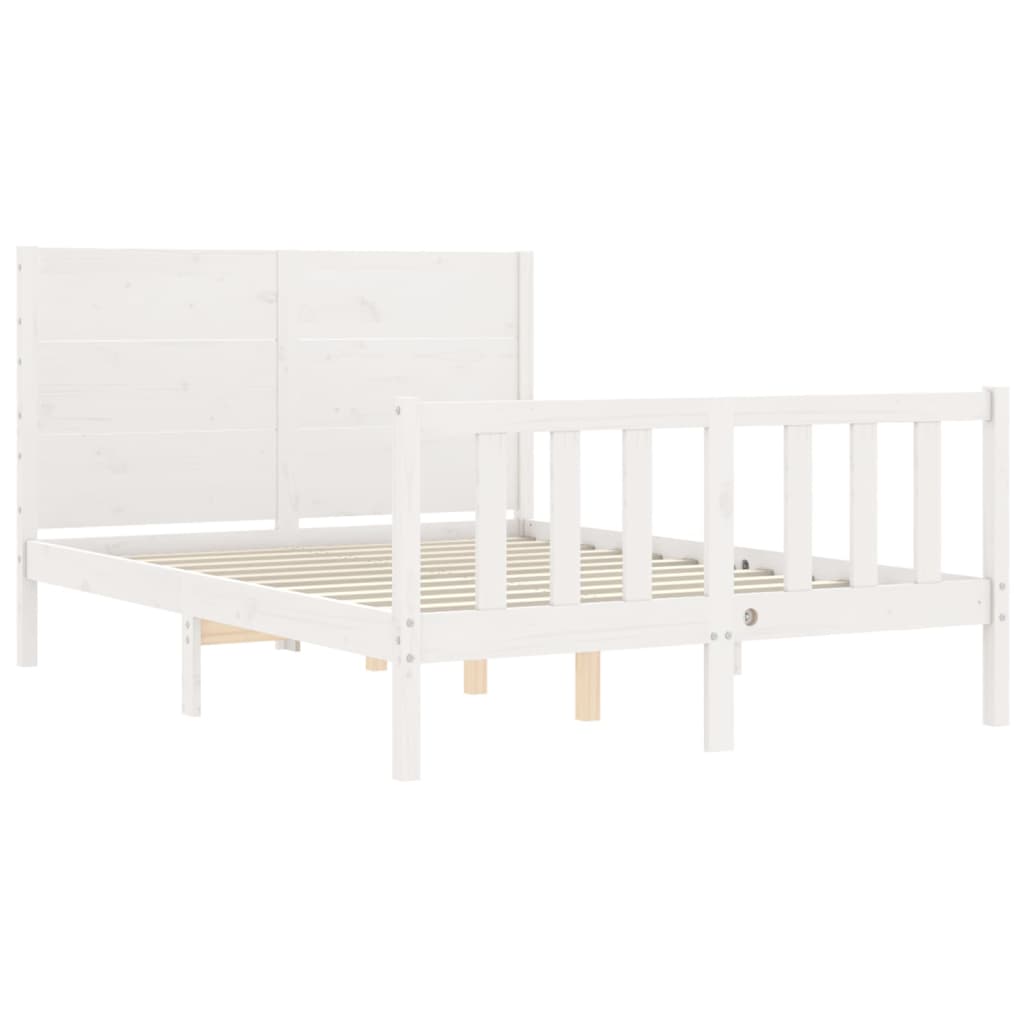 Letto senza Materasso Bianco 140x190 cm Legno Massello di Pino - homemem39