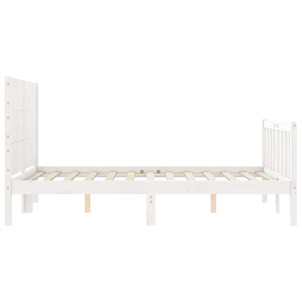 Letto senza Materasso Bianco 140x190 cm Legno Massello di Pino - homemem39