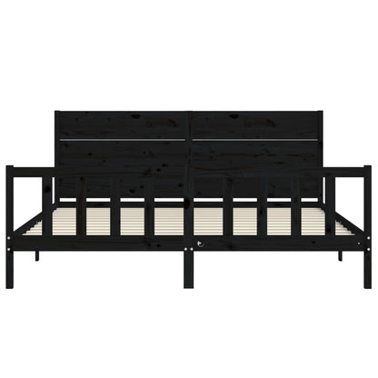 Giroletto con Testiera Nero 200x200 cm in Legno Massello | homemem39