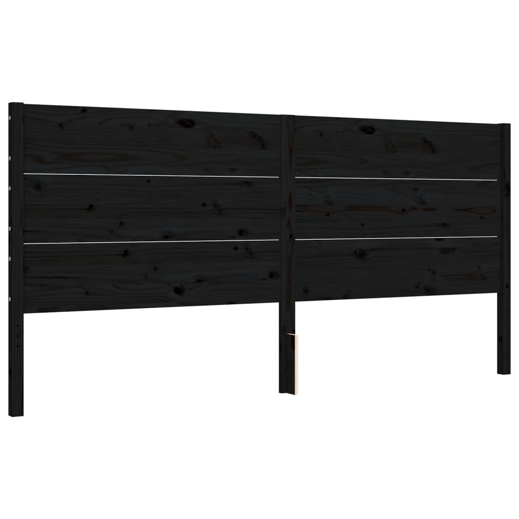 Giroletto con Testiera Nero 200x200 cm in Legno Massello | homemem39