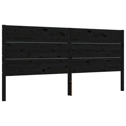 Giroletto con Testiera Nero 200x200 cm in Legno Massello | homemem39