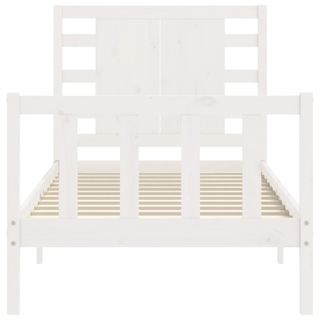 Giroletto con Testiera Bianco Small Single Legno Massello - homemem39