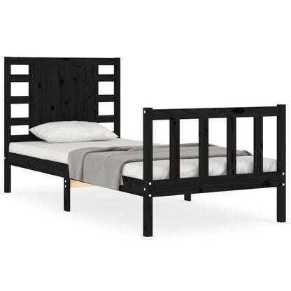 Giroletto con Testiera Nero Small Single in Legno Massello | homemem39