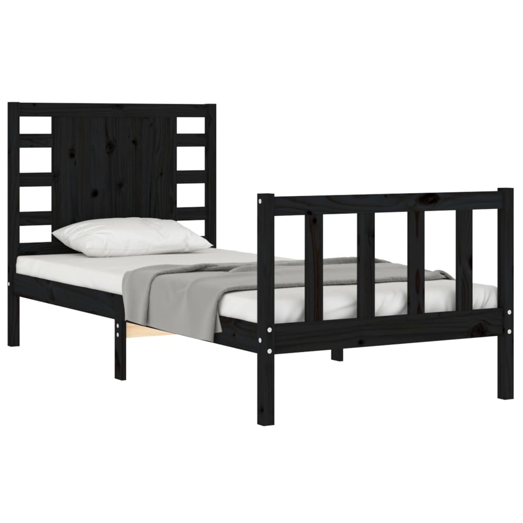 Giroletto con Testiera Nero Small Single in Legno Massello