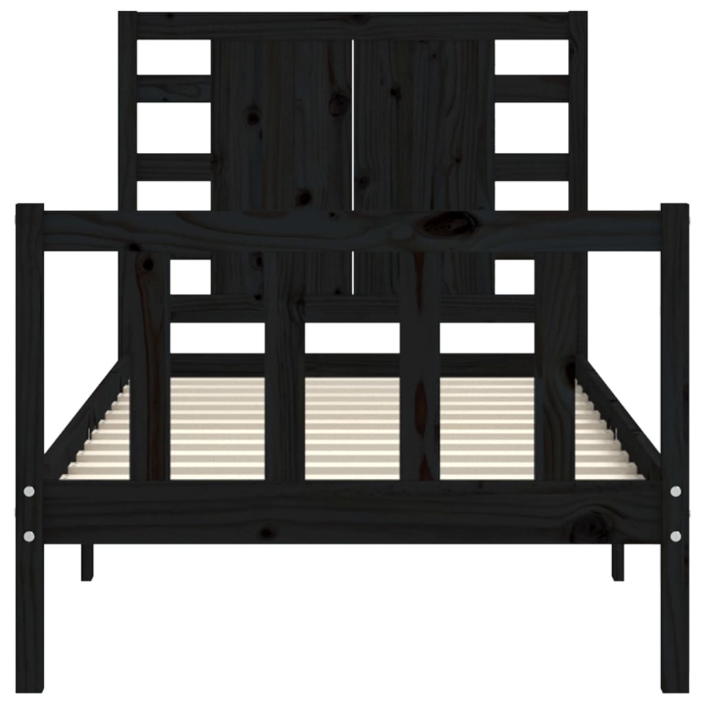 Giroletto con Testiera Nero Small Single in Legno Massello