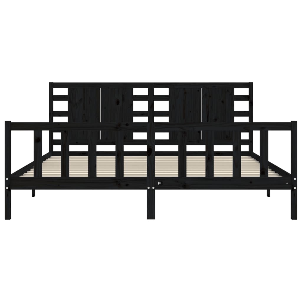 Giroletto con Testiera Nero 200x200 cm in Legno Massello | homemem39