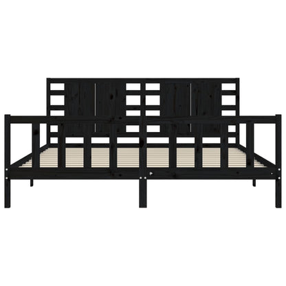 Giroletto con Testiera Nero 200x200 cm in Legno Massello | homemem39