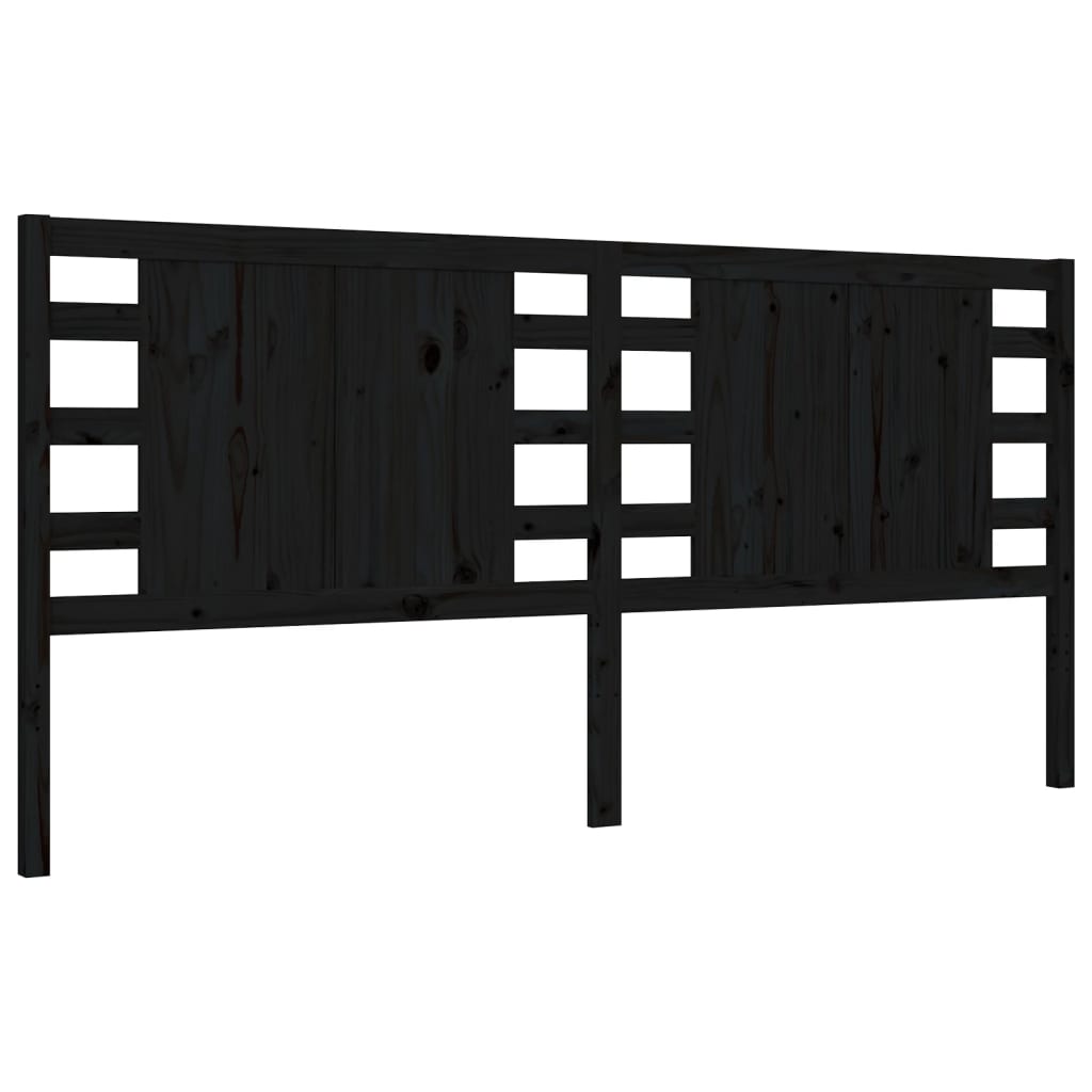 Giroletto con Testiera Nero 200x200 cm in Legno Massello