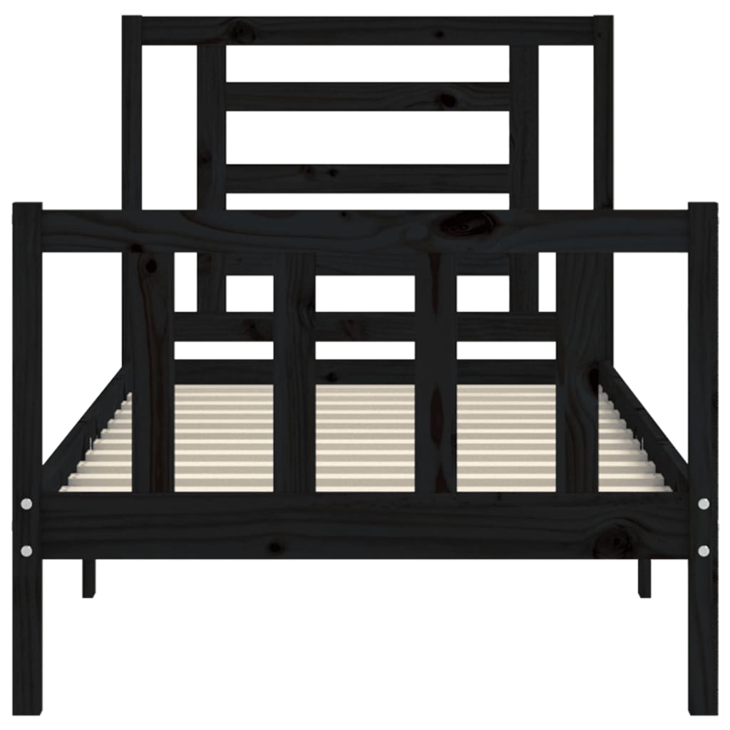 Giroletto con Testiera Nero Small Single in Legno Massello