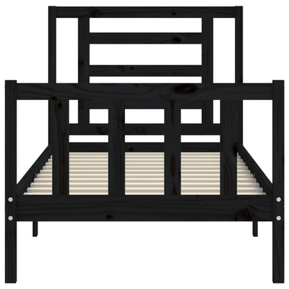 Giroletto con Testiera Nero Small Single in Legno Massello