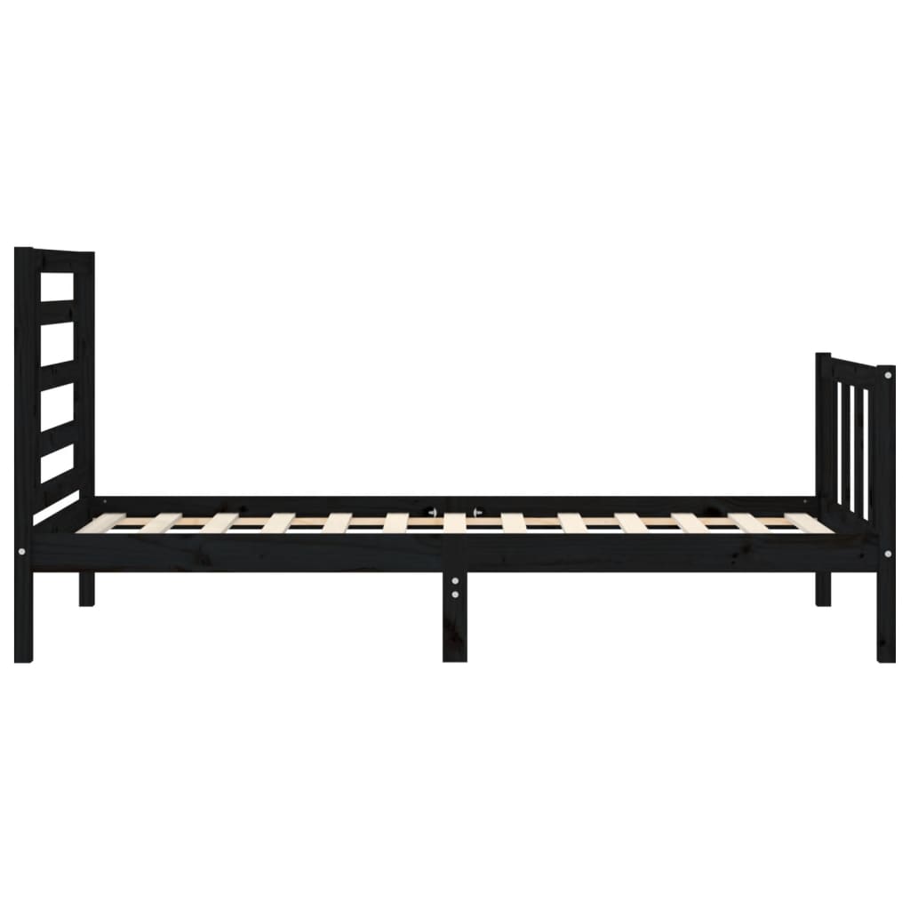 Giroletto con Testiera Nero Small Single in Legno Massello