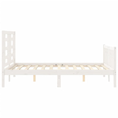 Letto senza Materasso Bianco 140x190 cm Legno Massello di Pino - homemem39