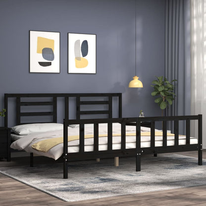 Giroletto con Testiera Nero 200x200 cm in Legno Massello | homemem39