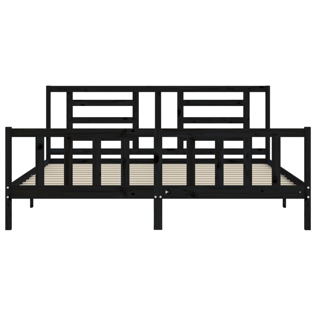 Giroletto con Testiera Nero 200x200 cm in Legno Massello