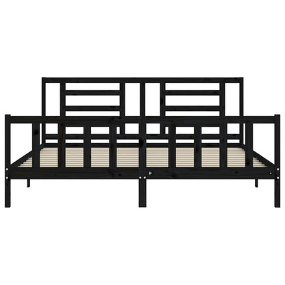 Giroletto con Testiera Nero 200x200 cm in Legno Massello