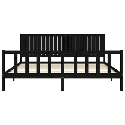 Giroletto con Testiera Nero 200x200 cm in Legno Massello | homemem39