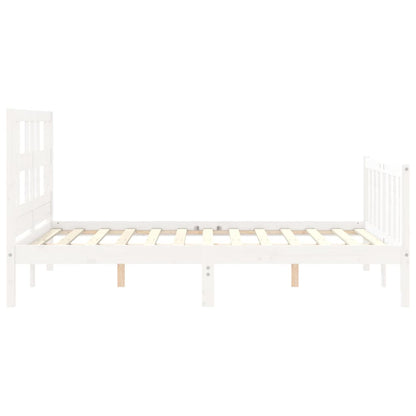 Giroletto con Testiera Bianco Small Double Legno Massello - homemem39
