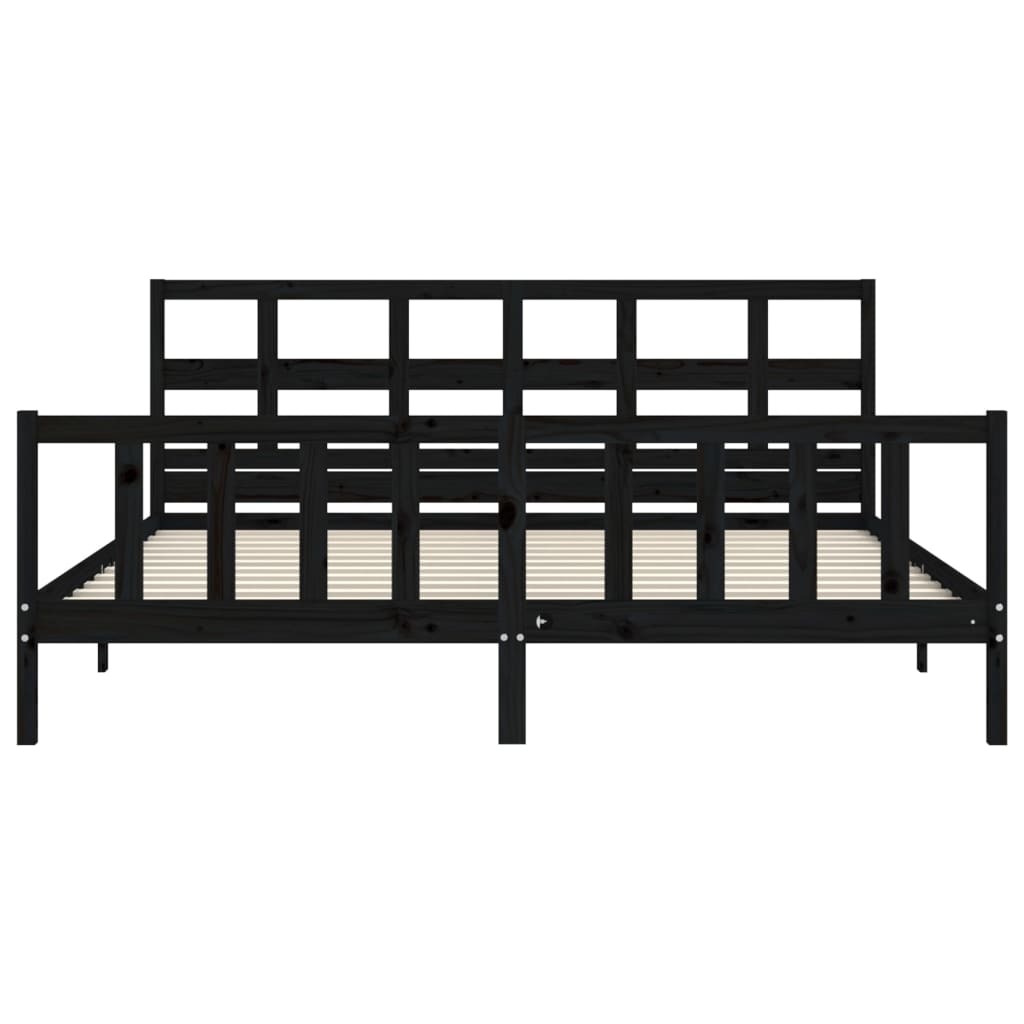 Giroletto con Testiera Nero 200x200 cm in Legno Massello | homemem39