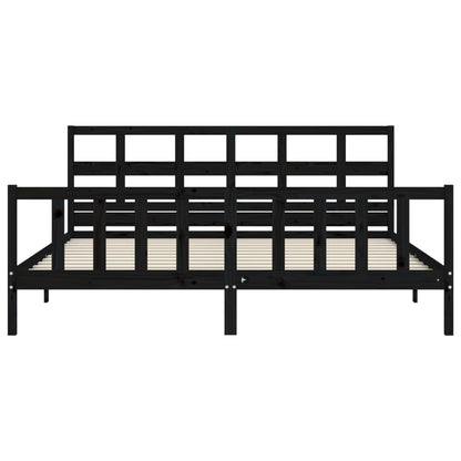 Giroletto con Testiera Nero 200x200 cm in Legno Massello | homemem39