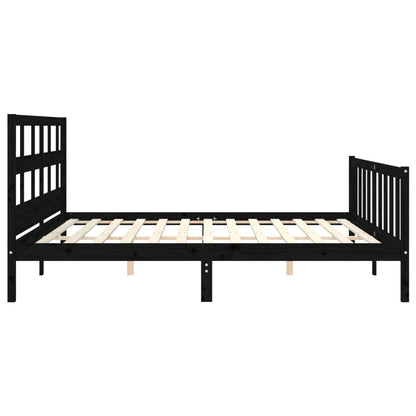 Giroletto con Testiera Nero 200x200 cm in Legno Massello | homemem39
