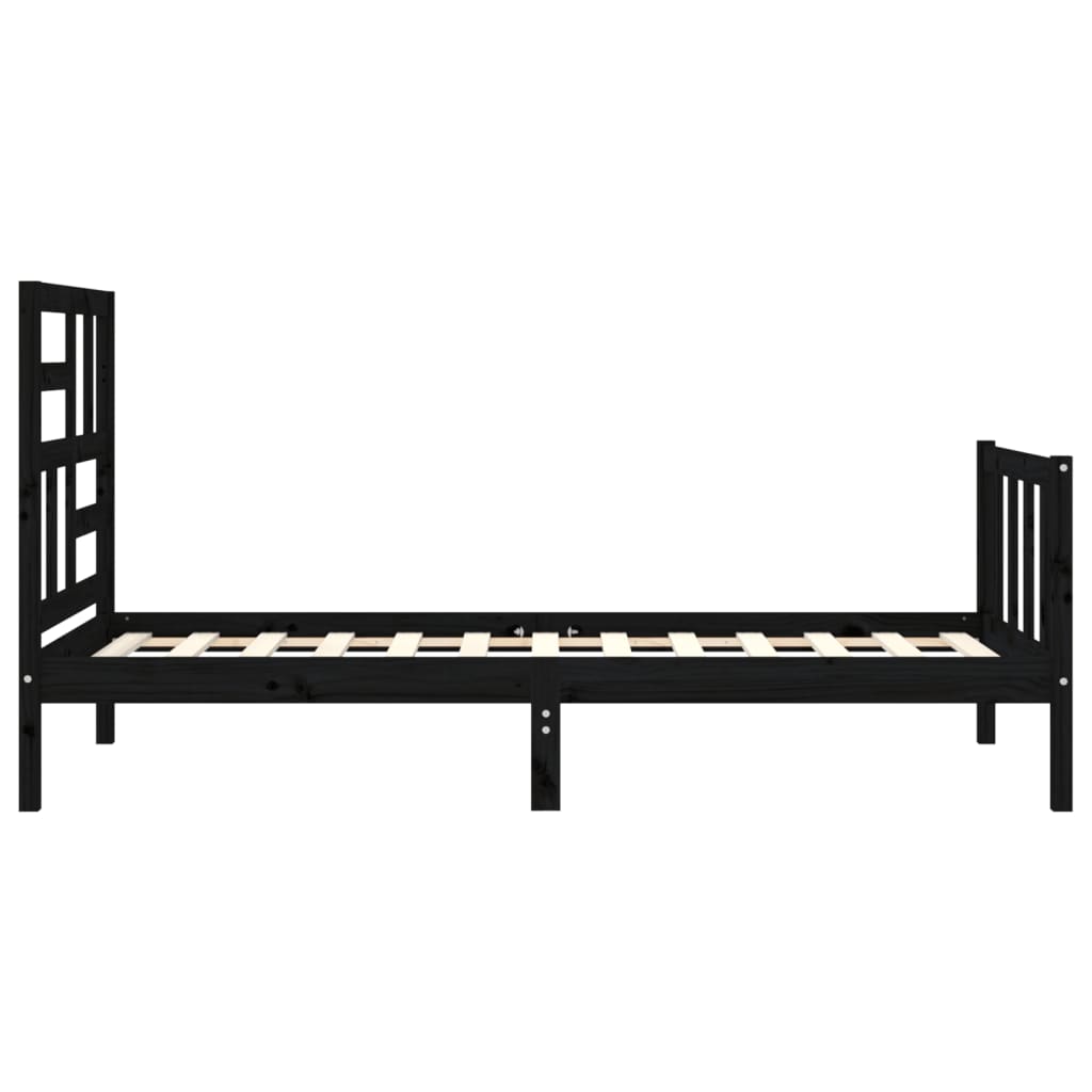 Giroletto con Testiera Nero Small Single in Legno Massello | homemem39