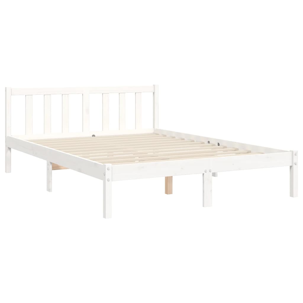 Letto senza Materasso Bianco 140x190 cm Legno Massello di Pino - homemem39