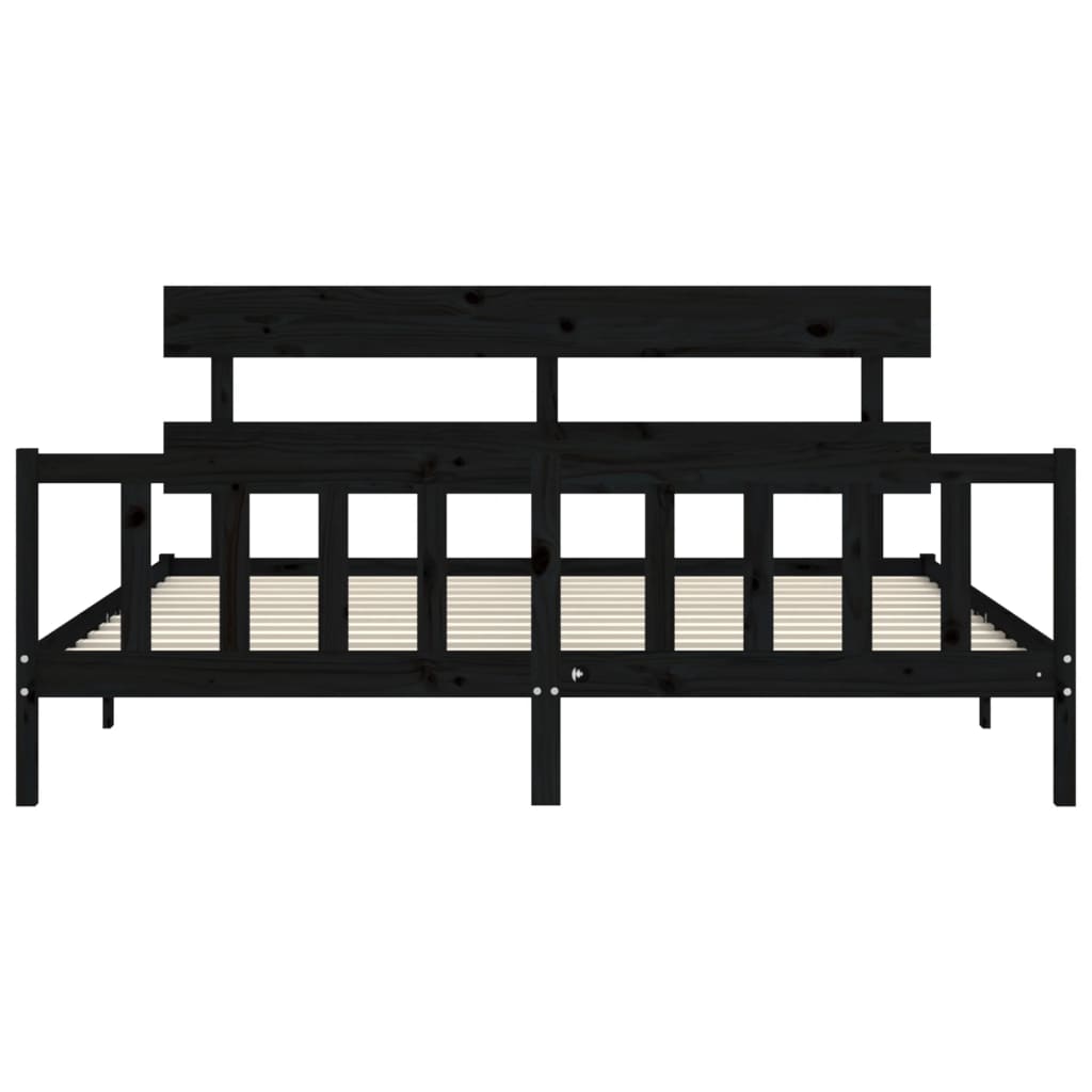 Giroletto con Testiera Nero 200x200 cm in Legno Massello
