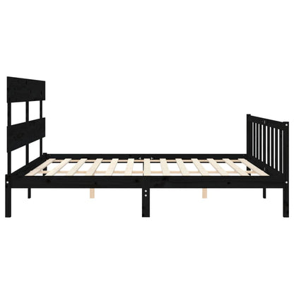 Giroletto con Testiera Nero 200x200 cm in Legno Massello | homemem39