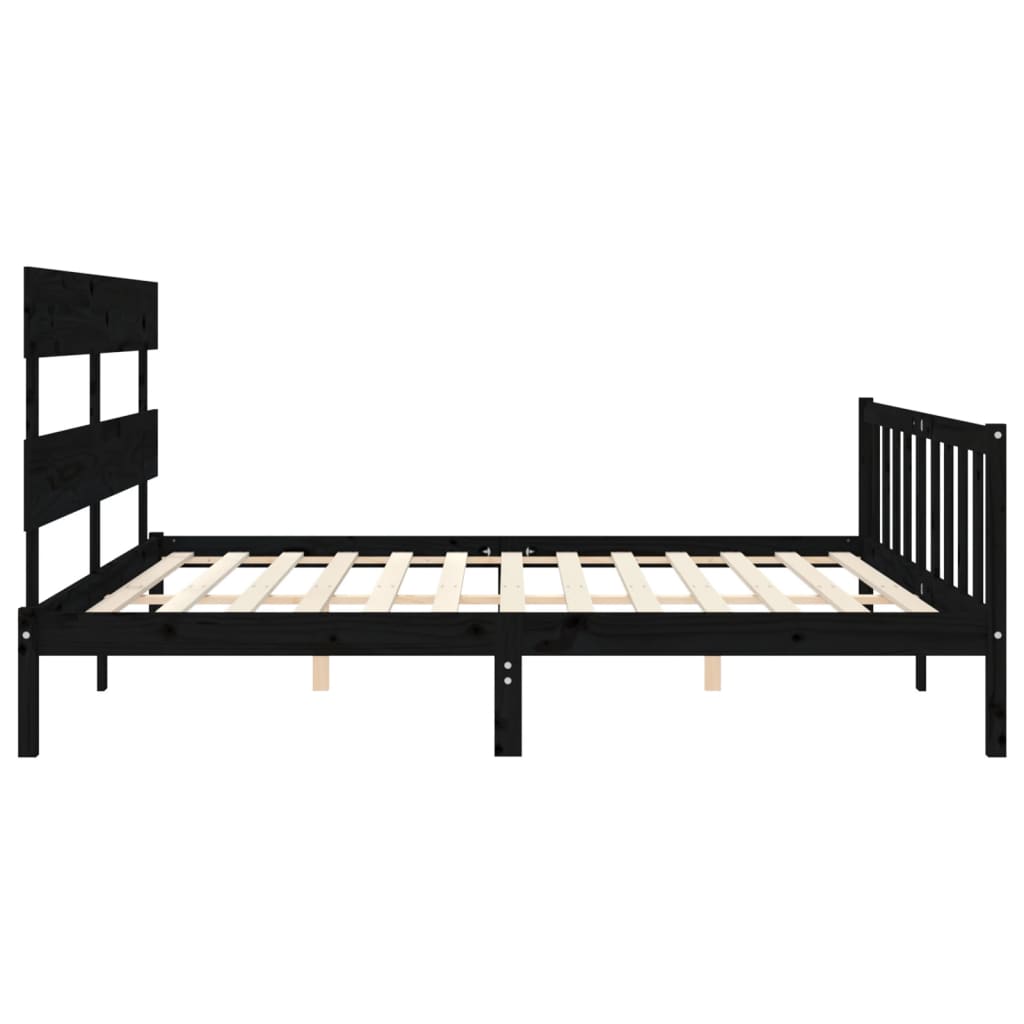 Giroletto con Testiera Nero 200x200 cm in Legno Massello