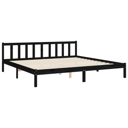 Giroletto con Testiera Nero 200x200 cm in Legno Massello | homemem39