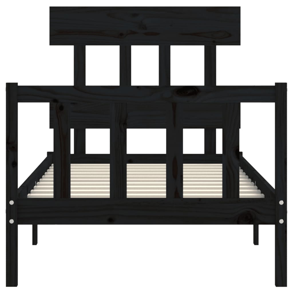 Giroletto con Testiera Nero Small Single in Legno Massello