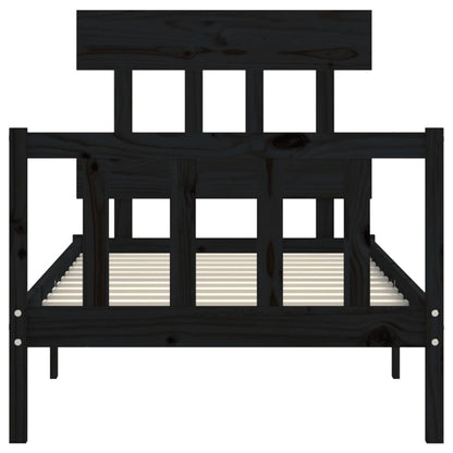 Giroletto con Testiera Nero Small Single in Legno Massello