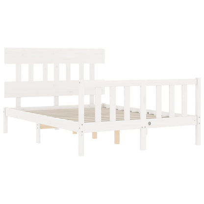 Giroletto con Testiera Bianco Small Double Legno Massello - homemem39