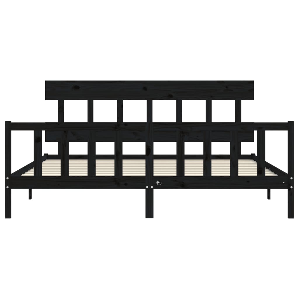 Giroletto con Testiera Nero 200x200 cm in Legno Massello | homemem39