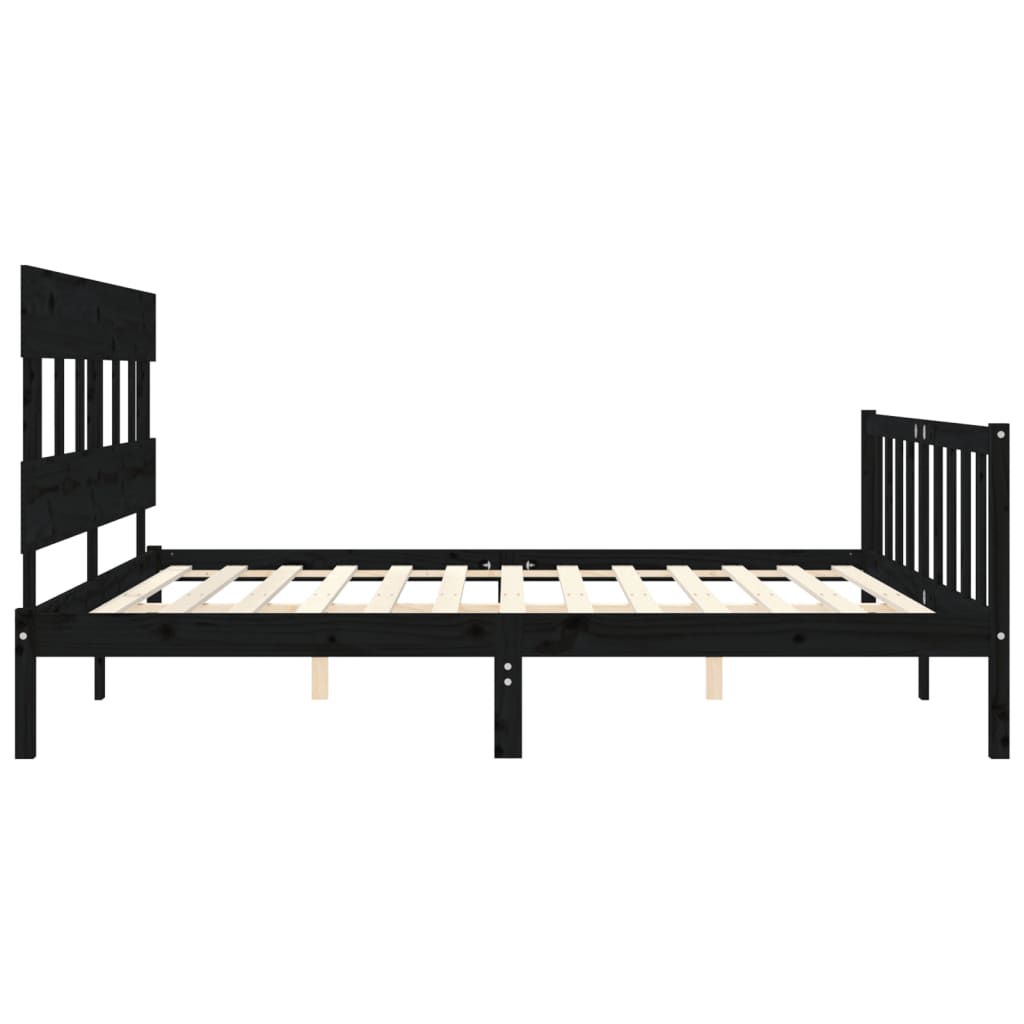 Giroletto con Testiera Nero 200x200 cm in Legno Massello | homemem39