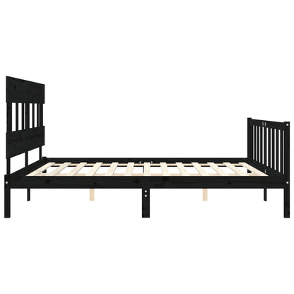 Giroletto con Testiera Nero 200x200 cm in Legno Massello | homemem39