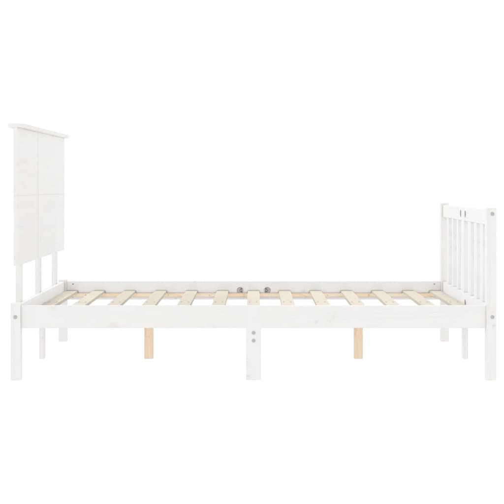 Letto senza Materasso Bianco 140x190 cm Legno Massello di Pino - homemem39