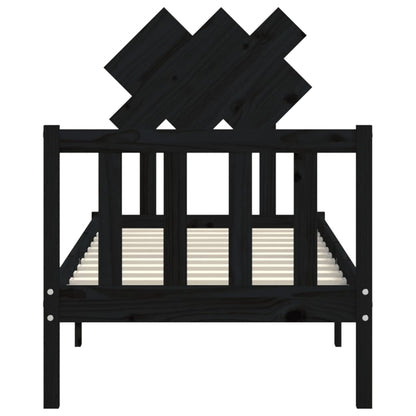 Giroletto con Testiera Nero Small Single in Legno Massello | homemem39