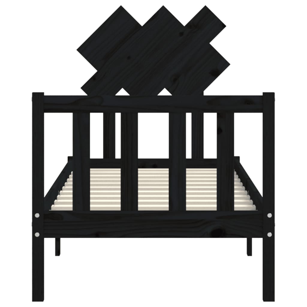 Giroletto con Testiera Nero Small Single in Legno Massello