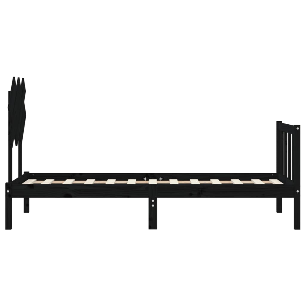 Giroletto con Testiera Nero Small Single in Legno Massello