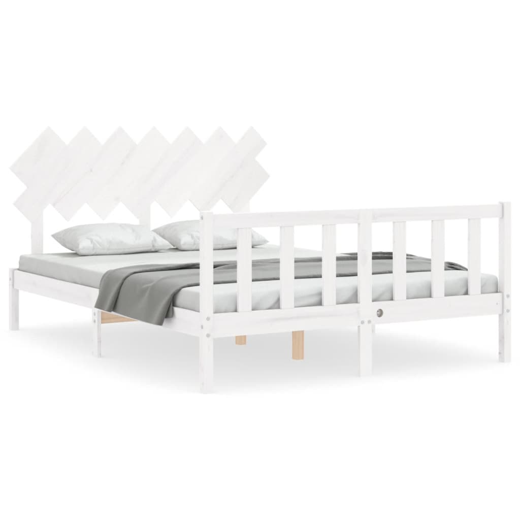 Letto senza Materasso Bianco 140x190 cm Legno Massello di Pino