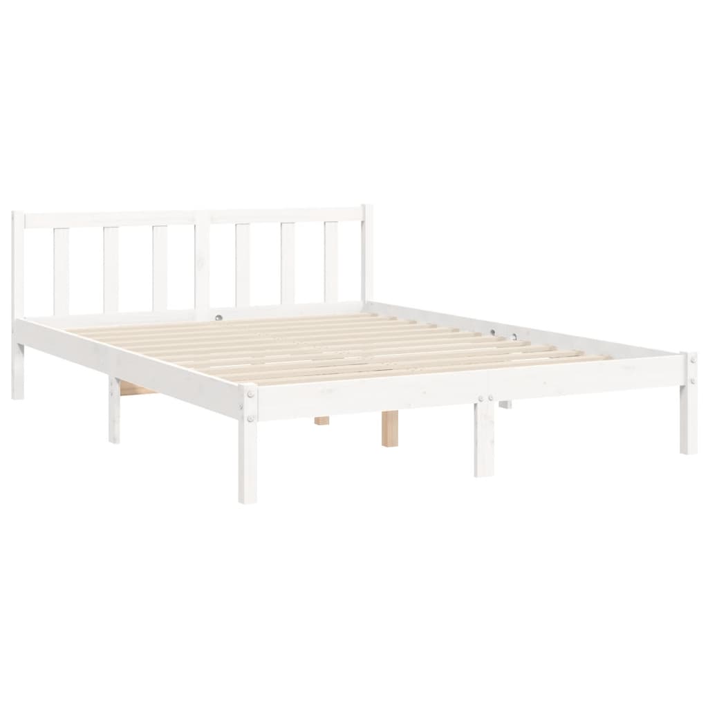Letto senza Materasso Bianco 140x190 cm Legno Massello di Pino