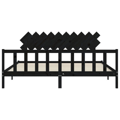 Giroletto con Testiera Nero 200x200 cm in Legno Massello | homemem39