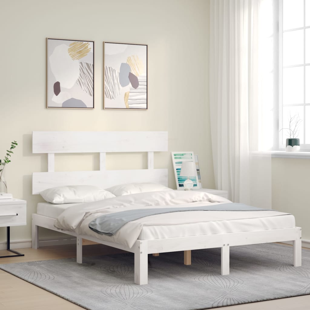 Giroletto con Testiera Bianco Small Double Legno Massello | homemem39