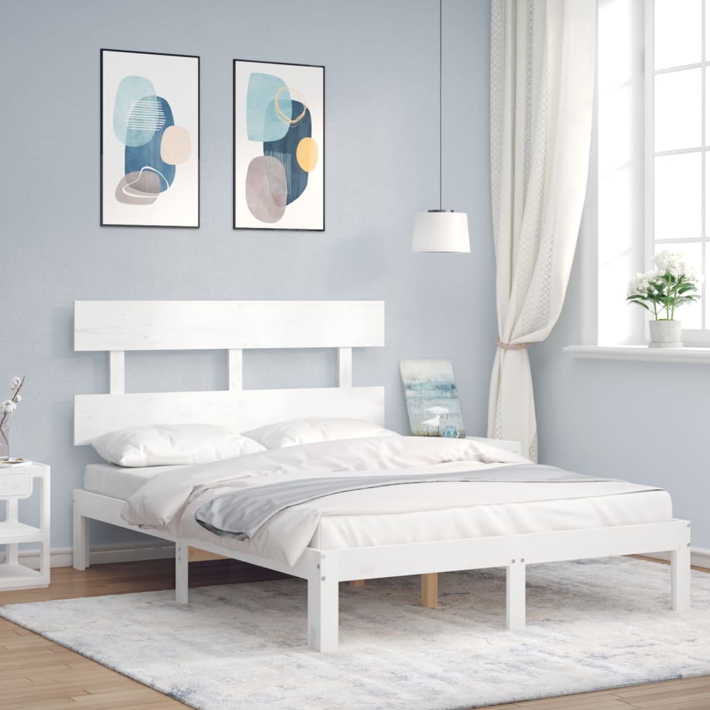 Giroletto con Testiera Bianco Small Double Legno Massello | homemem39