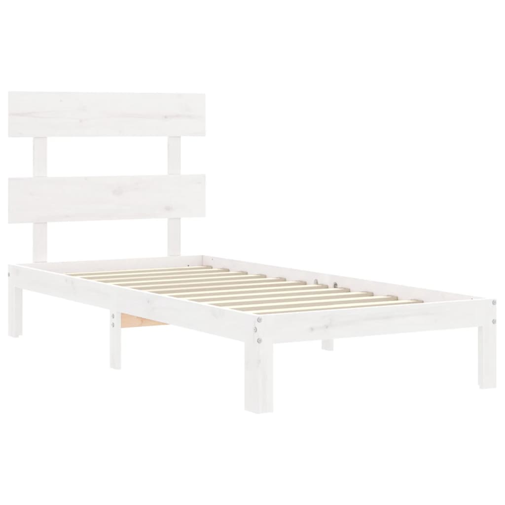 Giroletto senza Materasso Bianco 90x200 cm Legno Massello Pino