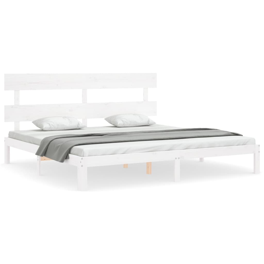Giroletto Testiera Bianco Super King Size in Legno Massello