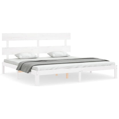 Giroletto Testiera Bianco Super King Size in Legno Massello