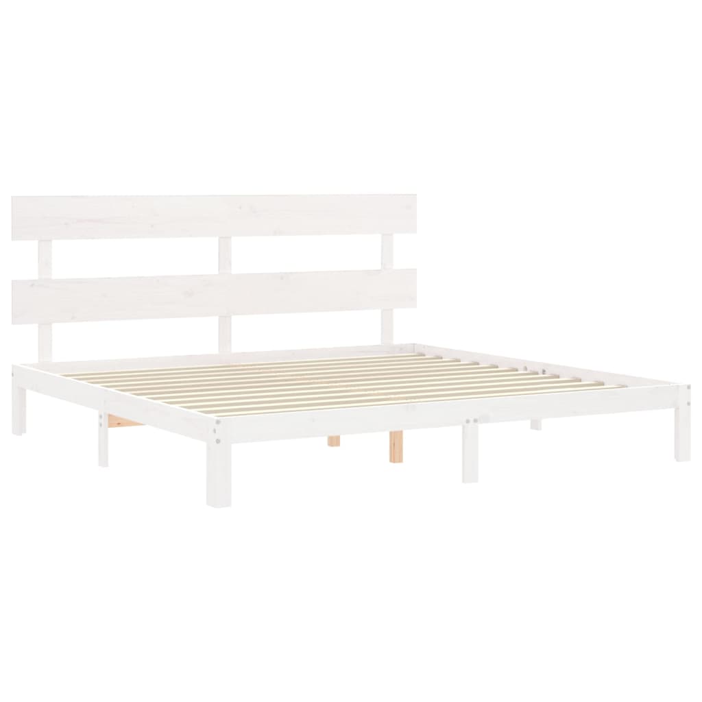 Giroletto Testiera Bianco Super King Size in Legno Massello