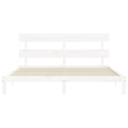Giroletto Testiera Bianco Super King Size in Legno Massello